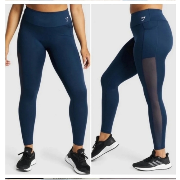 Gymshark training mesh pocket leggings slate blue size XS - Picture 2 of 12